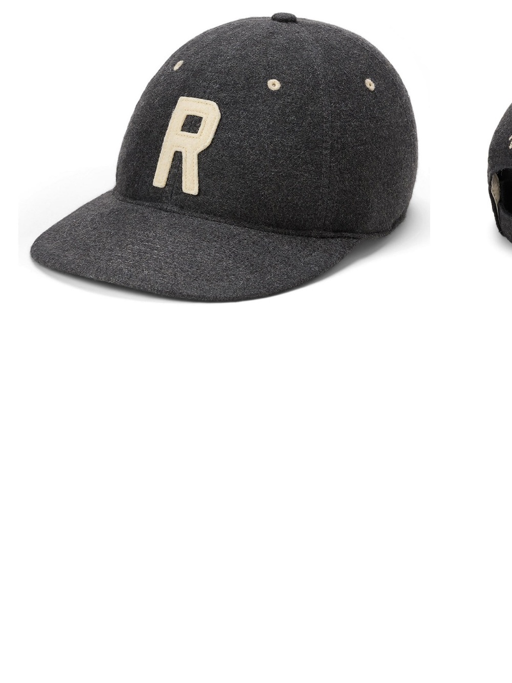 Polo by Ralph Lauren Gray Wool 'R' Baseball Cap with Cream Patch